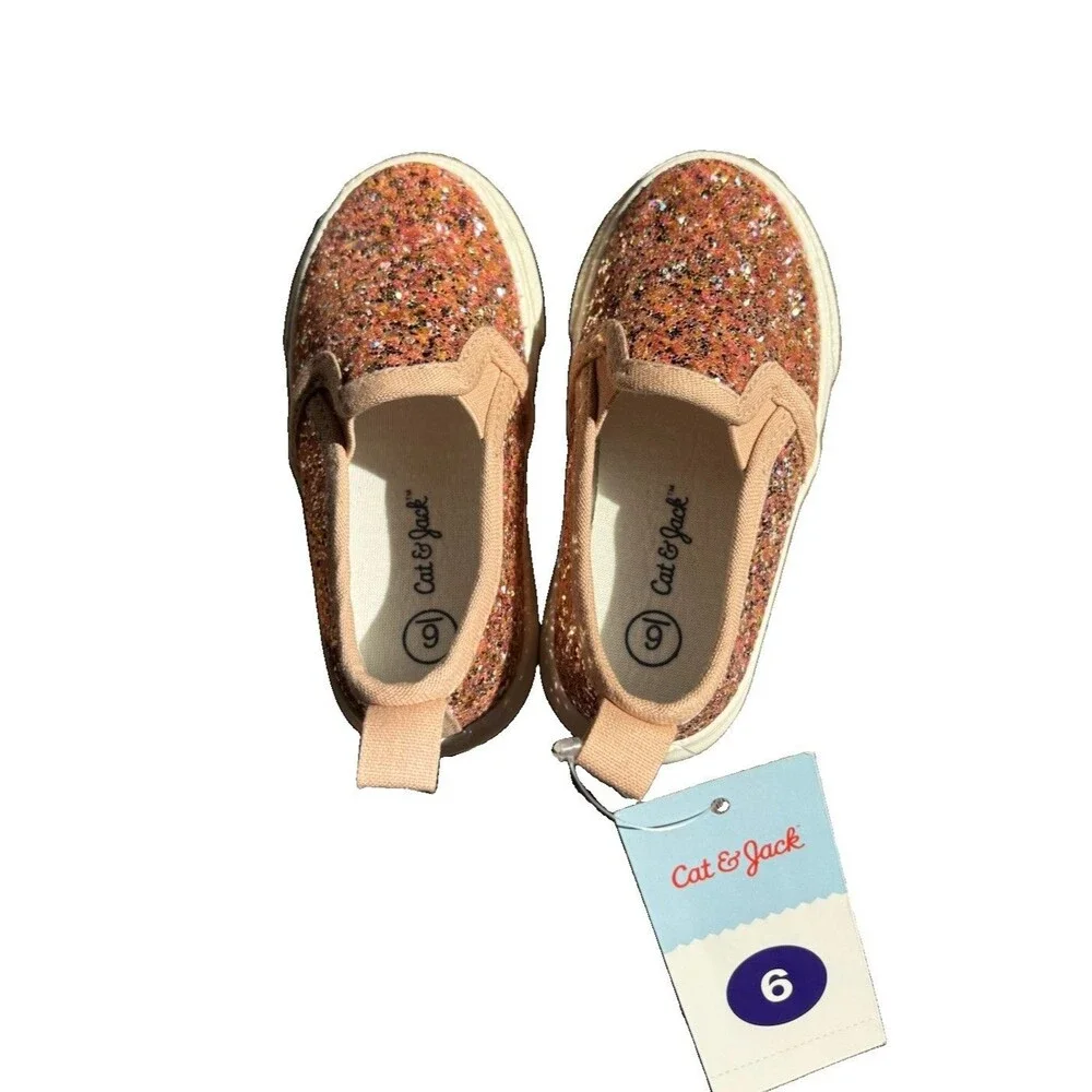 Cat & Jack Girl’s Madigan Sparkly Slip-On Sneakers Size 6T NWT